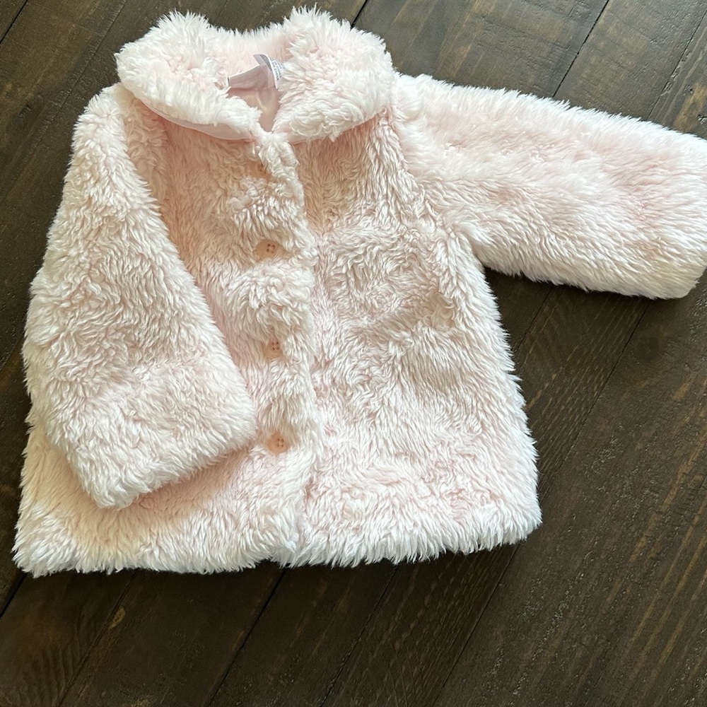 FAO Schwarz pink faux fur coat 6 months